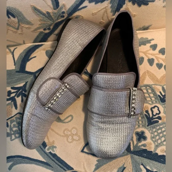 See by Chloé metallic and silver loafer with crystal embellishments.  Size 38.5 - Picture 6 of 9
